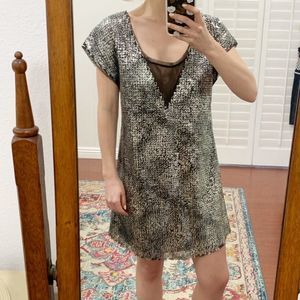 FREE PEOPLE silver/pewter sequin dress